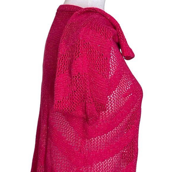 SOFT SURROUNDINGS Sweater Top Cover-Up Size Medium Crochet Fuchsia Pink EUC - Picture 10 of 16